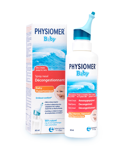 Physiomer Baby Hypertonic est un spray décongestionnant nasal naturel